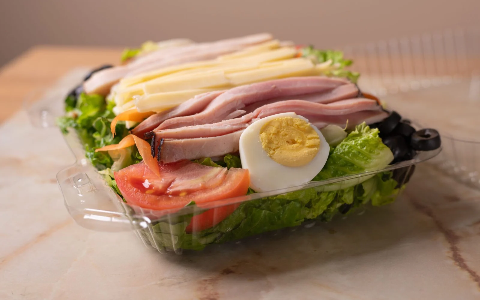 Julienne salad with turkey, ham, Swiss cheese and egg
