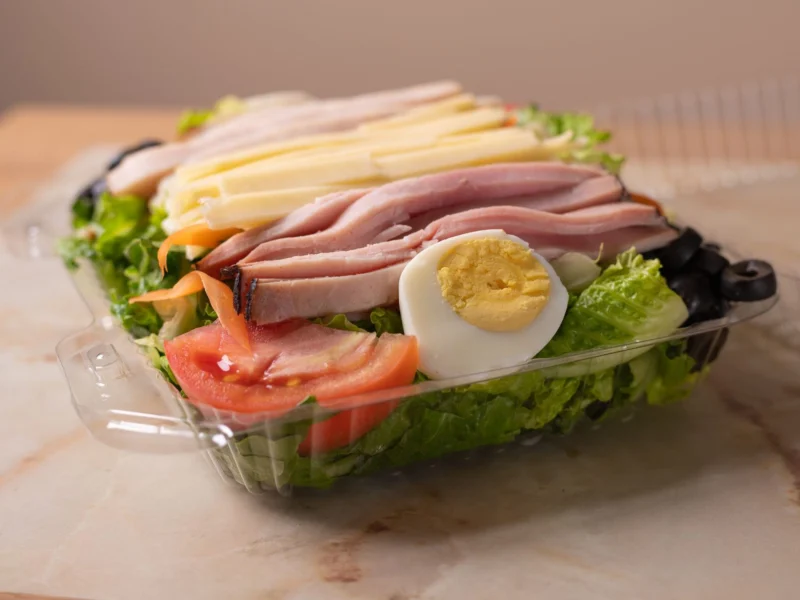 Julienne salad with turkey, ham, Swiss cheese and egg